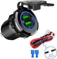 Puertos USB Duales QC 3.0, Cargador Rápido, Enchufe de Corriente 2.1A y 2.1A X2 para Auto, Barco, Marino, RV, Móvil