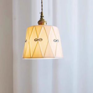 Lampe suspendue rétro <span class=keywords><strong>japonaise</strong></span> en laiton émaillée en céramique imprimée <span class=keywords><strong>abat</strong></span>-<span class=keywords><strong>jour</strong></span> décoration chambre bar comptoir lustre lumière - Product Image 1