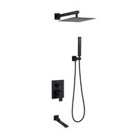 Ensemble de robinetterie de douche chromé en acier inoxydable, matériau tout cuivre, jet pluie, design moderne, certifié transfrontalier, mitigeur eau chaude et froide