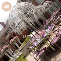 Nouvelle conception de table de réception de mariage en acier inoxydable avec dôme en cristal de luxe