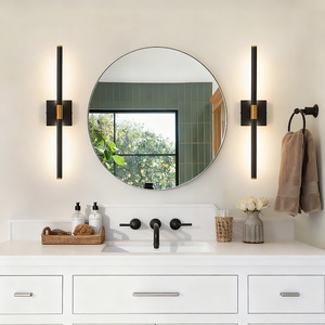Wall Lamp Minimalist Black Gold Copper <b>LED</b> Remote Dimmable Wall Mounted For Living Room Bedroom <b>Vanity</b> - Product Image 3