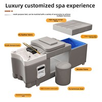 Chaise de lavage de cheveux de style thaïlandais moderne avec fonctions de circulation d'eau, de vapeur et de massage - Cadre en bois massif pour salons de beauté