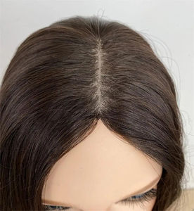 Parrucca senza colla in seta Color Balayage Color marrone Super naturale 100% vergine europea per capelli allineati 5x5 <span class=keywords><strong>parrucche</strong></span> Top in seta per il bianco - Product Image 5