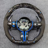 Volant de sport M en carbone forgé à LED à fond plat personnalisé pour BMW F10 F20 F30 F32 F36 M3 F80 M4 F82 M2 F87 M5 F90 E90 E92 E93