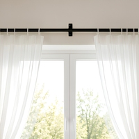 Tringle à rideau simple noire mate, réglable et télescopique, pour chambre, bureau, hôtel