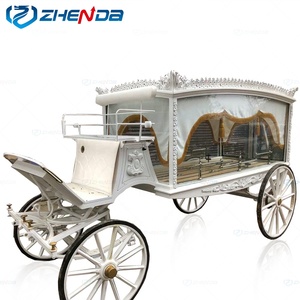 Charrette funéraire blanche auto-conçue / Chariot de cercueil moderne / Carrosse funéraire tiré par des chevaux - Product Image 2
