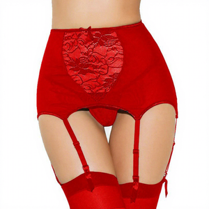 Ensemble de lingerie sexy Chuangerm <span class=keywords><strong>grande</strong></span> <span class=keywords><strong>taille</strong></span> avec jarretelles et string en dentelle, broderie, <span class=keywords><strong>taille</strong></span> haute, ajouré, érotique, noir, ceinture porte-jarretelles pour femmes - Product Image 3