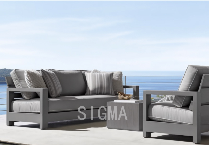 Modern Design Modernos Estilo Low Price Comfort Outdoor Garden Set Furniture Patio Aluminium Couch 2 Seater Aluminum Sofa