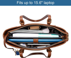 Bolso Tote Casual de Negocios para Mujer, Estilo Vintage, Cuero PU Crazy Horse, Abertura Abierta, Dos Correas de Cadena, Bolso de Hombro de Lujo - Product Image 3