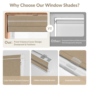 Zhenpin không dây Con lăn kép màu mất điện và lọc ánh sáng được xây dựng trong cài đặt rèm cử<span class=keywords><strong>a</strong></span> sổ cho ngày và đêm - Product Image 4