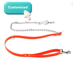 Guinzaglio per Cani di Piccola <span class=keywords><strong>Taglia</strong></span> Resistente, Catena Anti-Morso in Metallo con Maniglia in PVC Colorato, Doppio Gancio, Design con Stampa Animale, per Addestramento e Uso Esterno - Product Image 1