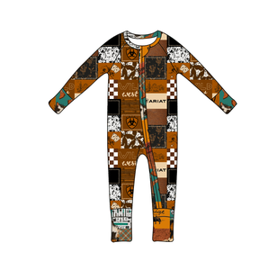 Ropa de bambú con estampado occidental para bebés 95% bambú 5% Spandex pijamas para bebés durmientes conjuntos para niños pequeños peleles con cremallera de bambú Zippy - Product Image 4