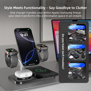 Estación de Carga Rápida <span class=keywords><strong>5</strong></span> en 1 de 15W, <span class=keywords><strong>Cargador</strong></span> Magnético Multidispositivo con Auriculares, Reloj Inteligente y Almohadillas para Hogar y Oficina, Venta al por Mayor - Product Image 5