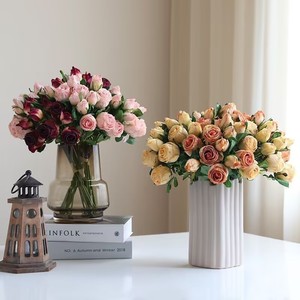 Roses artificielles Timo, fleurs séchées, arrangement de fleurs en soie pour la décoration du salon et de la table à manger, style vintage - Product Image 1