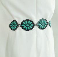 Gina Fashion Wholesale Western Concho Turquoise Chain Belt Cinturón de metal de tamaño ajustable