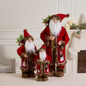 LINGKAI Plush Santa Claus Figurine with Gift <b>Box</b> and Pine Branch <b>Christmas</b> Home Tabletop Decor Ornament for Holiday Display - Product Image 3