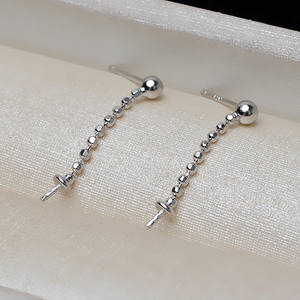 Petites boucles d'oreilles carrées en argent S925 avec 5 à 7 perles, boucles d'oreilles ouvertes, accessoires de bijoux DIY, plateau 1129, personnalisées pour femme - Product Image 2