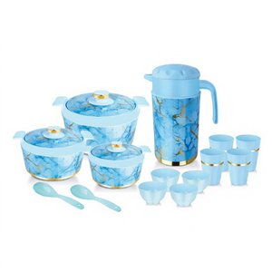Anax 14 Pieces Marble Cookware Set with Lid Cups Bowls Jug and Spoons Kitchen Tableware Set - Product Image 1