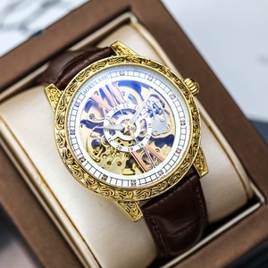 Simple Numéro 6 Et Numéro 12 24 Heures Gravé Fleurs Cas 360 Squelette No Tourbillon Montre Automatique AOKULASIC - Product Image 3