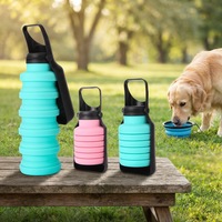 Bouteille d'eau pliable moderne de 500 ml, réutilisable, sans BPA, sans danger pour les aliments, bol de voyage portable en silicone pour chien, pour la randonnée en plein air