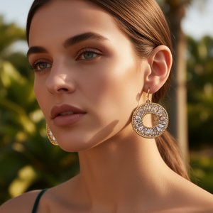 Pendientes de Moda para Mujer, con Cristales de Estrás, Chapados en Oro PVD, Acero Inoxidable 316L, Joyería Sostenible y Resistente - Product Image 3