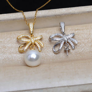 Pendentif en argent S925 fait à la main, nœud, accessoire de bijouterie féminine, avec plateau vide pour 10 à 15 perles, JG5224 - Product Image 1