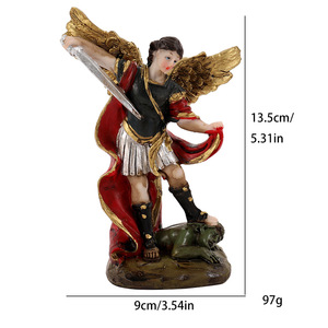 Estatua de San <span class=keywords><strong>Miguel</strong></span> de 13,5 cm, San <span class=keywords><strong>Miguel</strong></span> Arcángel, escultura religiosa de resina de Ángel coleccionable - Product Image 6