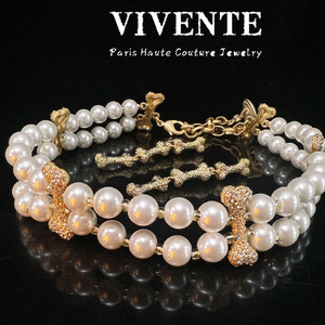 Ensemble collier et boucles <span class=keywords><strong>d</strong></span>'oreilles vintage double couche en os, version haut de gamme, plaqué cuivre or véritable pour Pearl Girl Saturn - Product Image 4