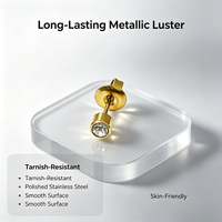 Boucles d'oreilles tendance unisexe en acier inoxydable plaqué or PVD avec zircone cubique multi-couleurs pour piercing d'oreille, commande en gros