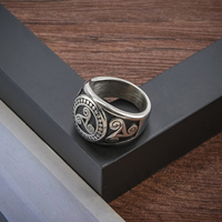 Nordique Viking Chevalière Anneau En Acier Inoxydable Vintage Hommes Bijoux Charme Simple Cadeau Pour Votre Petit Ami