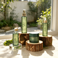 Emballage de soins de la peau en verre transparent de luxe, flacon de lotion en verre de 50 ml et 60 ml avec pompe compte-gouttes en verre