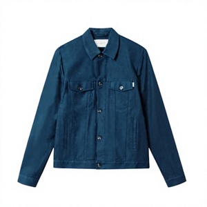 Custom Men's Denim Jacket Solid Color Turn-Down Collar Quick Dry Cotton Shell Regular Fit Workwear Autumn Outerwear High Street - Product Image 1