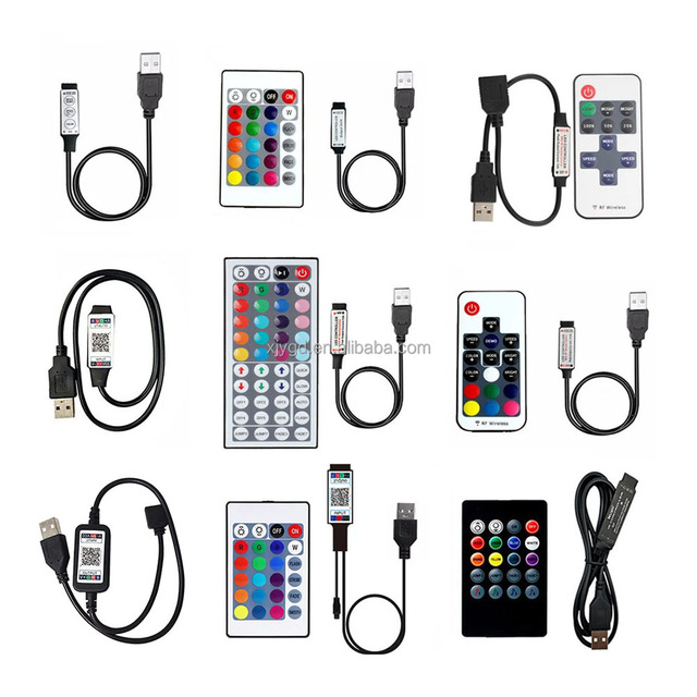 Mini 5V USB RGB LED Strip Controller with 3Key Dimmer Wireless IR 24Key RF 17Key for Remote 6A 1 Channel