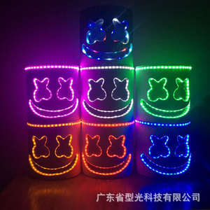 Masque de tête en coton éponge lumineux à LED, en matériau EVA, accessoire de scène, costume de DJ pour festival de musique - Product Image 1