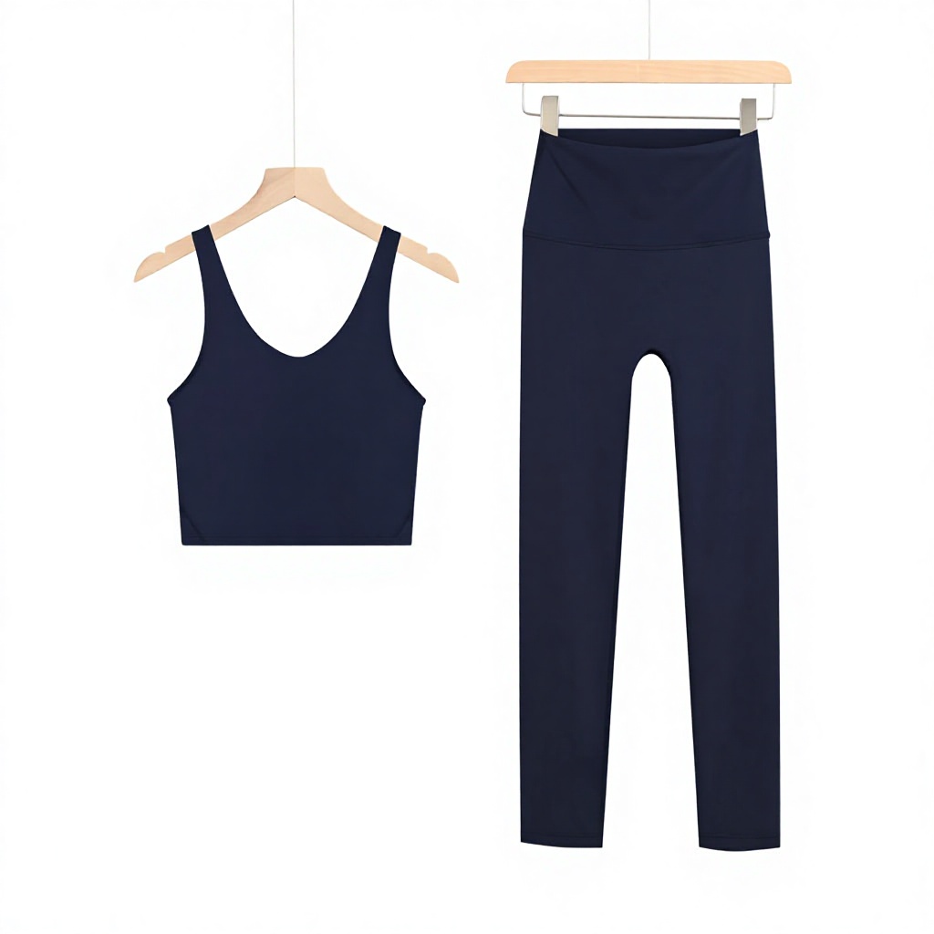 U-shaped cropped pants suit-black and blue