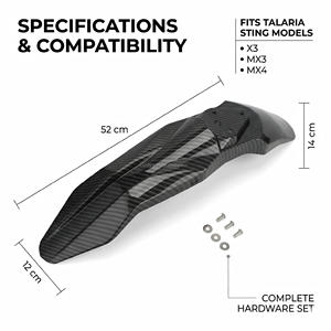 Parafango Anteriore di Ricambio JFG RACING in Plastica PP Effetto Carbonio, Protezione Antispruzzi per Moto Talaria Sting X3 MX3 MX4 - Product Image 4