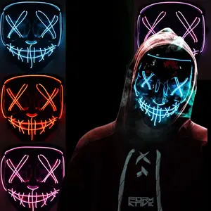 Mascarilla con luz Led para niños, máscara con luz LED parpadeante y parpadeante, para Cosplay de Halloween y EL Horror