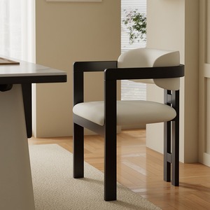 Chaise de salle à manger en bois massif, rembourrée, style chinois moderne - Product Image 5