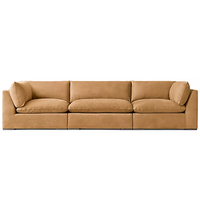 Ensemble de canapés de haute qualité pour salon, canapé sectionnel en cuir moderne de luxe pour villa, structure en bois, accoudoirs effilés, mobilier de salon 4 pièces