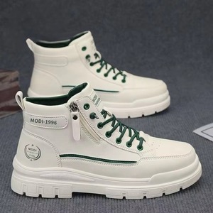 Men Casual White Sneakers Pu Thick-soled Height-increasing <b>Work</b> <b>Boots</b> Men - Product Image 2