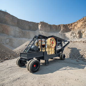 Concasseur à mâchoires <span class=keywords><strong>mobile</strong></span> haute productivité HAOTUO, moteur diesel, modèle 300*500, pour pierre bleue, granit, calcaire, charbon de mine - Product Image 1