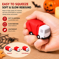 Jouet anti-stress en PU souple en forme de camion pour Halloween et Noël, petit cadeau, logo personnalisé, emballage couleur, OEM ODM, vente en gros d'usine
