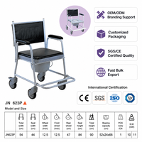 Fauteuil de douche portable pour fauteuil roulant, largeur de siège 44 cm, quatre roues, aide à la mobilité, soins aux personnes âgées