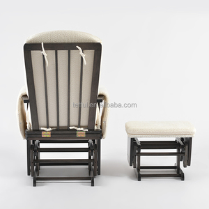 Fauteuil à bascule en bois pour allaitement et loisirs, en tissu sherpa, pour maman et bébé - Product Image 5