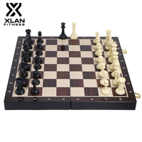 Jeu d'échecs pliable en bois XLAN, écologique et durable, avec boîte cadeau, pour 2 joueurs, rangement portable