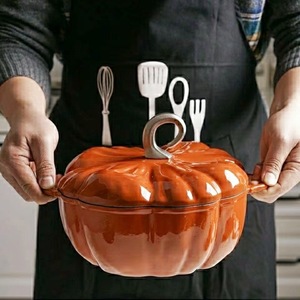 Ensemble de casseroles en <span class=keywords><strong>fonte</strong></span> émaillée Pumpkin, 16 cm, 20 cm, 25 cm, mini cocotte, ensemble de casseroles émaillées, pot à ragoût, pot à soupe - Product Image 4