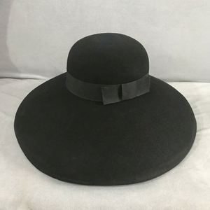 Vintage Fedora Hats Women 100% Wool Round Top Black Wide Brim Outdoor Casual Business Hat - Product Image 3