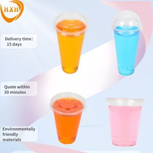 Yüksek Kaliteli Özel Baskılı Biyobozunur PLA U Şeffaf ISO Sertifikalı HXH Marka Soğuk İçecekler İçin Tek Kullanımlık Bardak Kapağı 16 oz Kalibre - Product Image 3