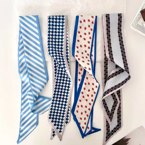 Sciarpa Sottile in Raso Effetto <span class=keywords><strong>Seta</strong></span> Blu Nebbia alla Moda, Stile Coreano, per Uso Quotidiano, <span class=keywords><strong>Foulard</strong></span>, Fascia per Capelli, Nastro per Borsa, MOQ Basso, Disponibile per Dropshipping - Product Image 1