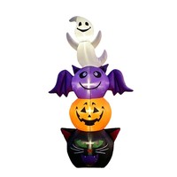 Décorations d'extérieur gonflables d'Halloween en polyester de 1,8 mètre : Fantôme, Chauve-souris, Chat noir, Citrouille empilables avec lumières LED
